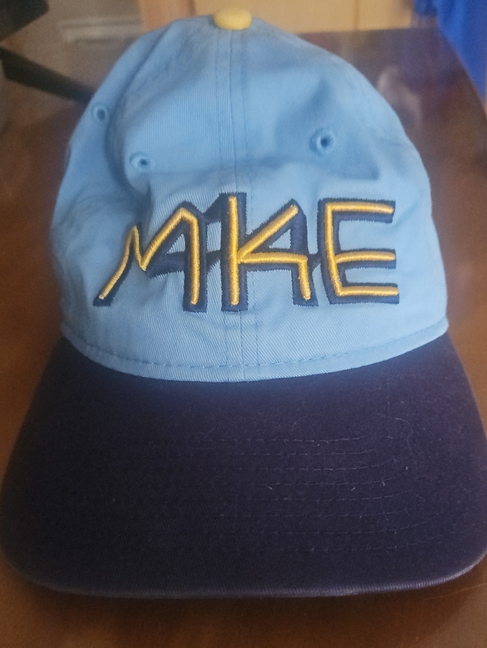 Embroidered Two-Tone Baseball Cap - Light Blue & Navy